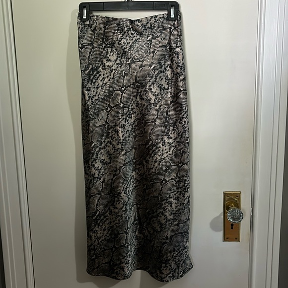 Snake Print Satin Midi Skirt - Picture 1 of 3